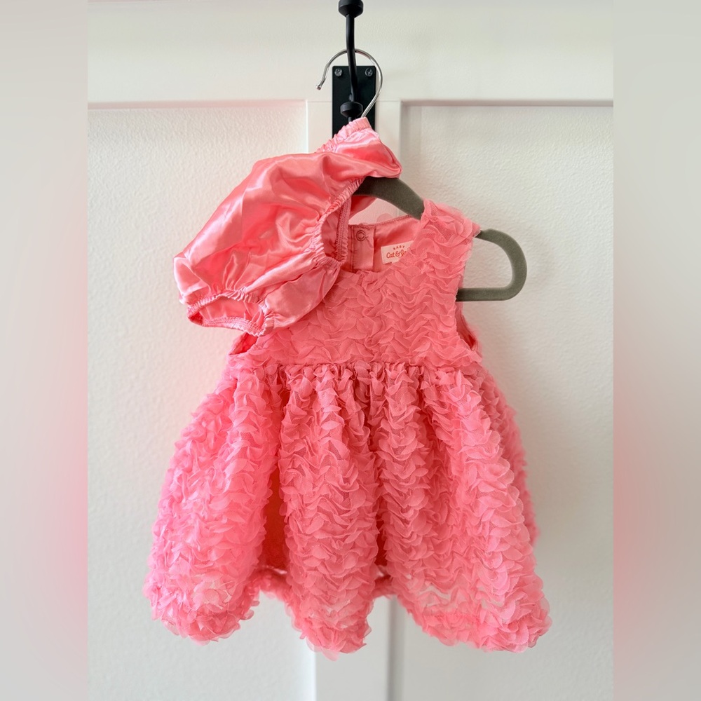 Cat and Jack Coral Floral Dress and Matching Diaper Cover